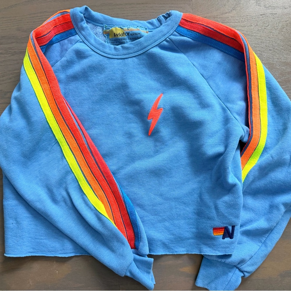 Aviator Nation Blue cropped sweatshirt
